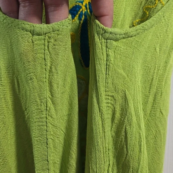Piel Green Sleeveless Dress with Floral Embroidery - Picture 5 of 13